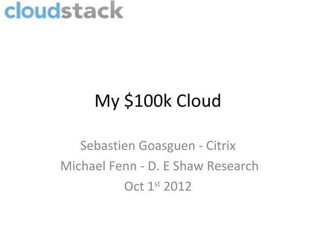 MyCloud for $100k