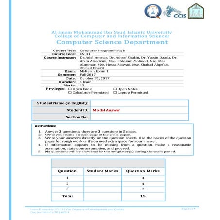 Cs141 final exam-143810-v2 | DOCX
