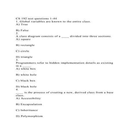 CS 192 test questions 1-441. Global variables are known to the e.docx