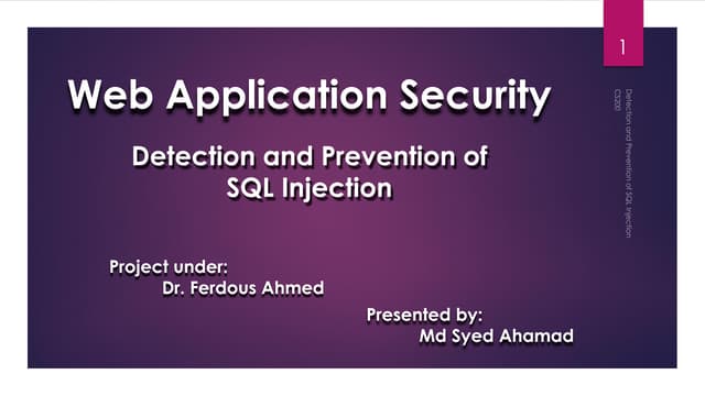 Web Application Security II - SQL Injection