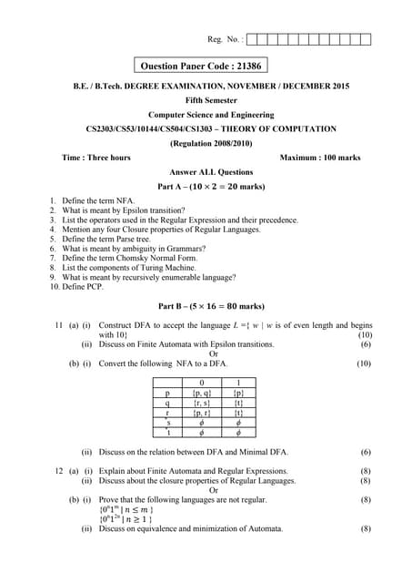 Cs2303 theory of computation november december 2015