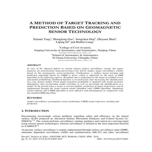 A METHOD OF TARGET TRACKING AND PREDICTION BASED ON GEOMAGNETIC SENSOR TECHNO...