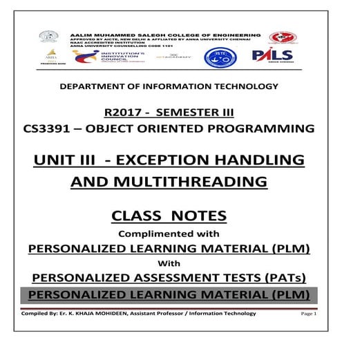 CS3391 -OOP -UNIT – III NOTES FINAL.pdf
