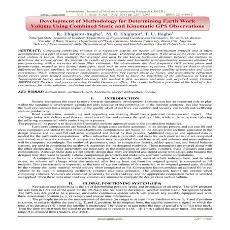 Development of Methodology for Determining Earth Work Volume Using Combined S...
