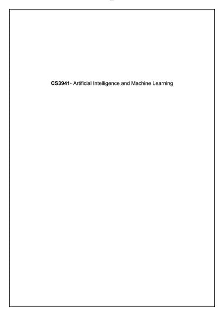 CS3491-AI and ML lab manual    cs3491 r2021