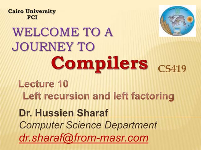 Cs419 lec10   left recursion and left factoring