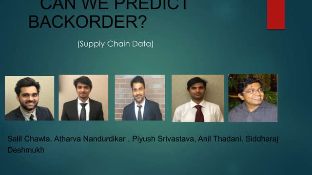 Predict Backorder on a supply chain data for an Organization