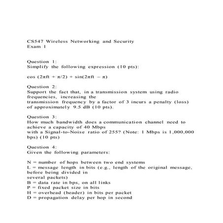 CS547 Wireless Networking and Security Exam 1  Questio.docx