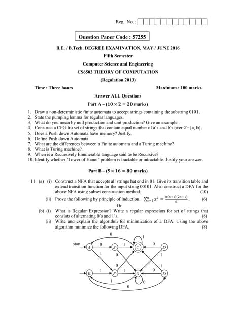 Cs6503 theory of computation may june 2016 be cse anna university question paper