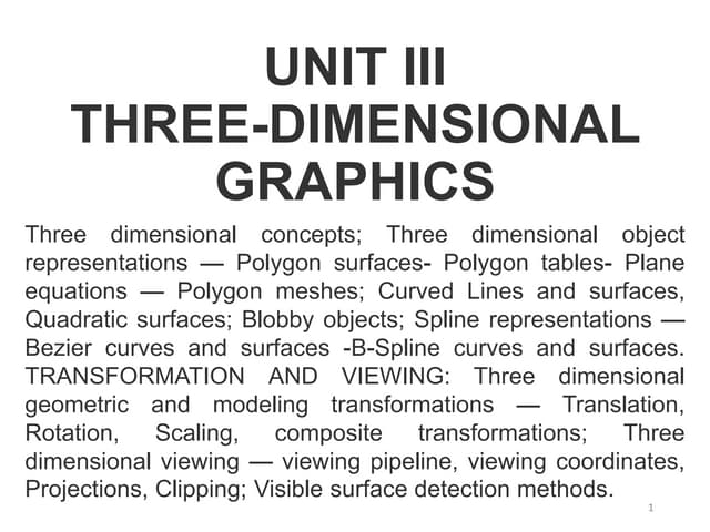 Cs8092 computer graphics and multimedia unit 3