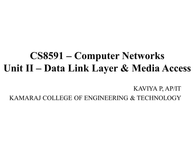 CS8591 Computer Networks - Unit II 
