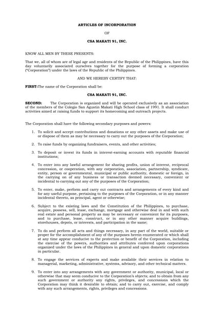 ARTICLES OF INCORPORATION sample.docx