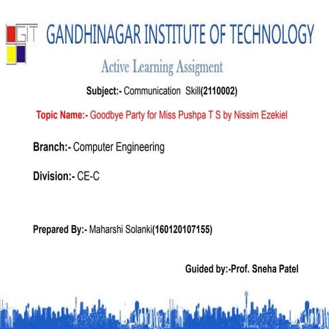 Good bye Party for miss pushpa TS By Nissim Ezekial