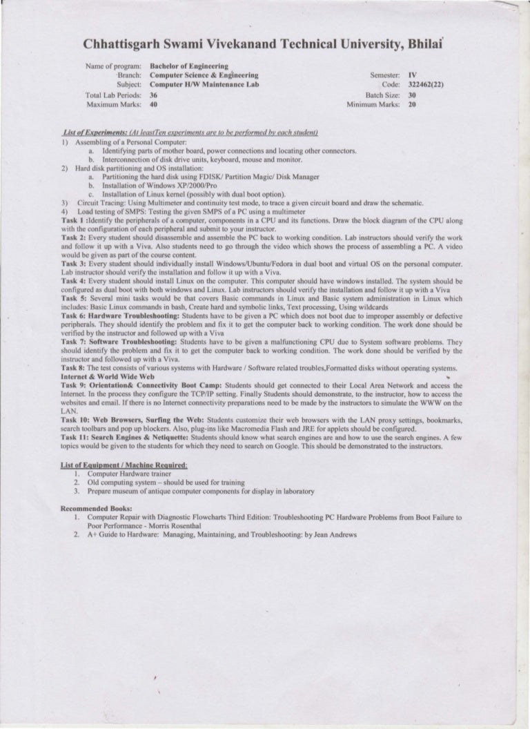 Computer Archtecture Lab Computer Hardware Problem And Solutons In