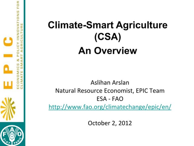 Climate-Smart Agriculture (CSA): An Overview