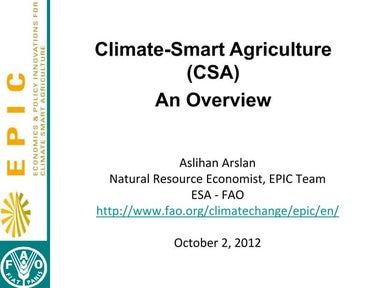 Climate-Smart Agriculture (CSA): An Overview