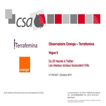 Du 20h à Twitter - les médias sociaux bousculent l'info - Octobre 2011