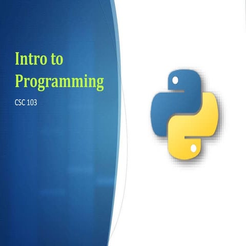 CSC103 Intro to Programming | PPT