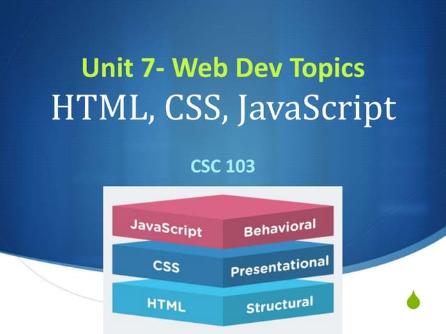 CSC103 Web Technologies: HTML, CSS, JS | PPT