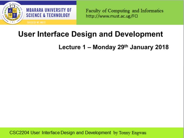 User Interface Design Csc2204 Lecture 1 Introduction Ppt User Interface Design Csc2204 Lecture 1 Introduction Ppt