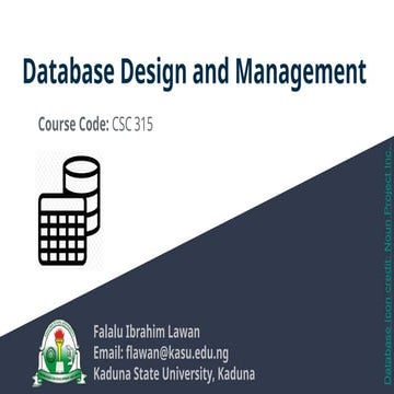 CSC315_LECTURE on database design and management