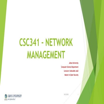 Csc341 – Lecture 1 network management | PPTX