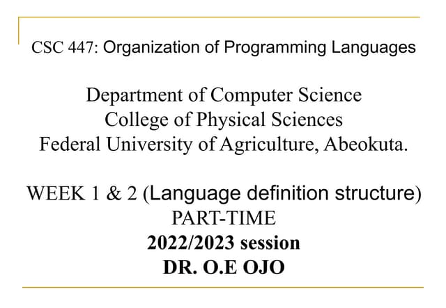 CSCorganization of programming languages