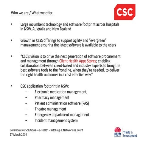 Collaborative Solutions eHealth Event - CSC Australia