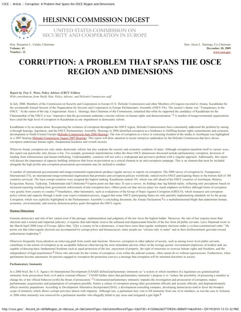 CSCE  Article  Corruption  A Problem That Spans The OSCE
