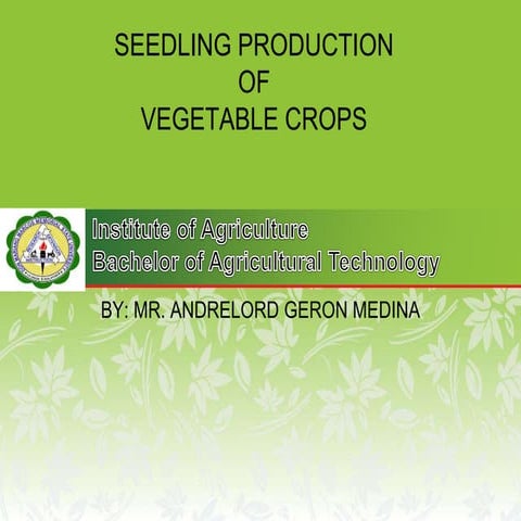Seedling Production of Vegetable Crops