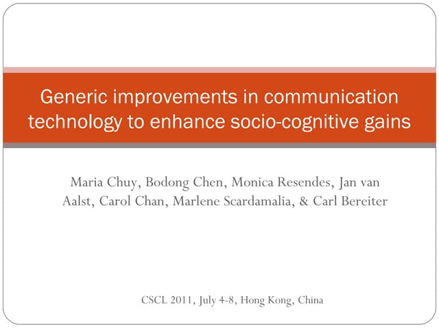 Generic improvements in communication technology to enhance socio-cognitive g...