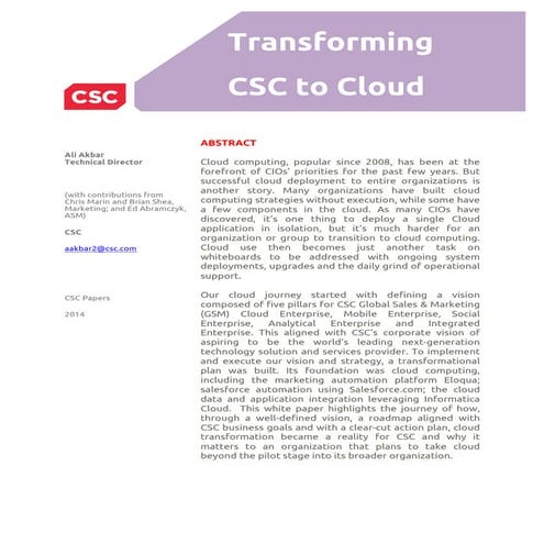 Transforming an organization to cloud 
