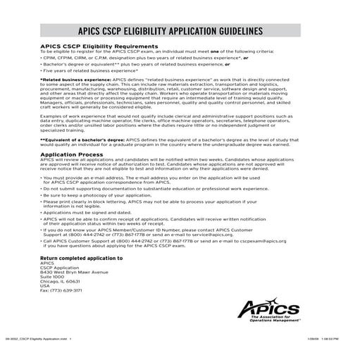 Cscp eligibilty application