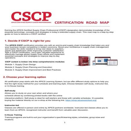 CSCP Road Map