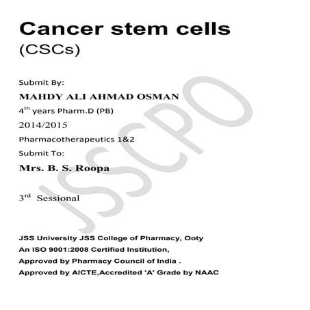 Cancer stem cells Cscs