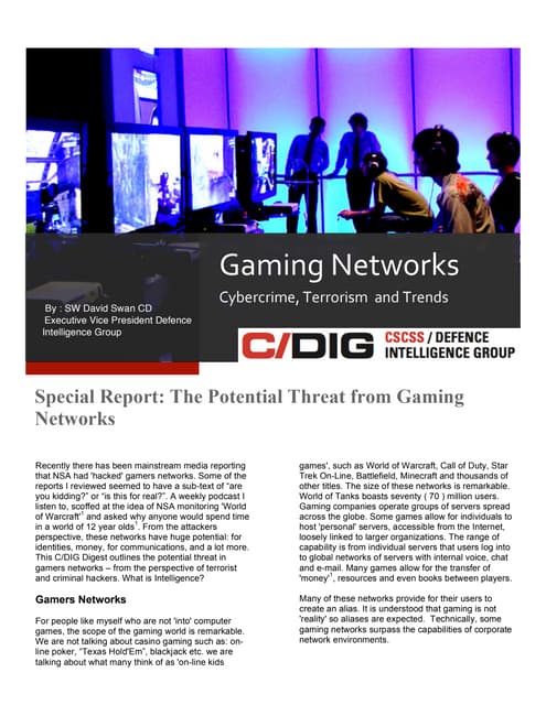 CSCSS Report:  Game Netorks, Terrorism and Hacking