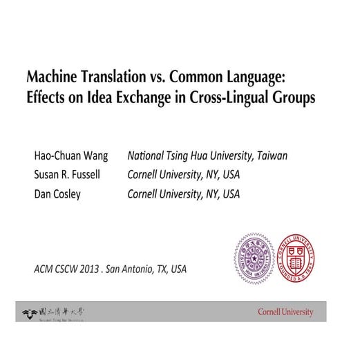 Machine translation vs. common language: Effects on idea exchange in ...