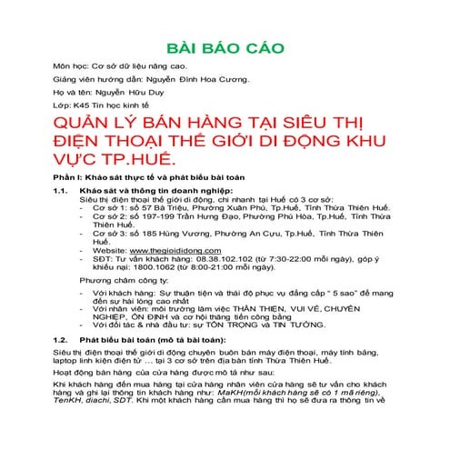 Cơ sở dữ liệu nâng cao