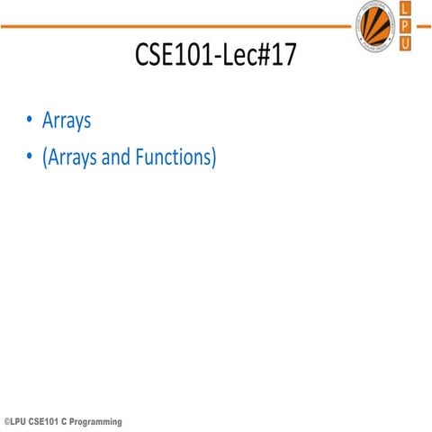Array and functions | PPT