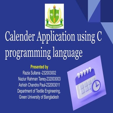 presentation of make a calendar in c language. | PPTX