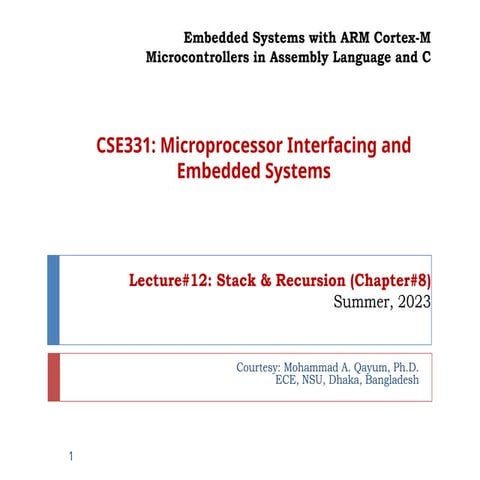 In-Depth Lecture on Stack Operations and Recursive Programming with ARM ...