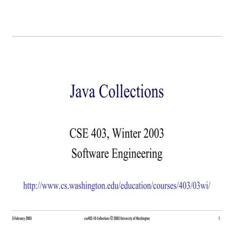 cse403-10-Collections- iNTRODUCTION TO FRAMEWORK