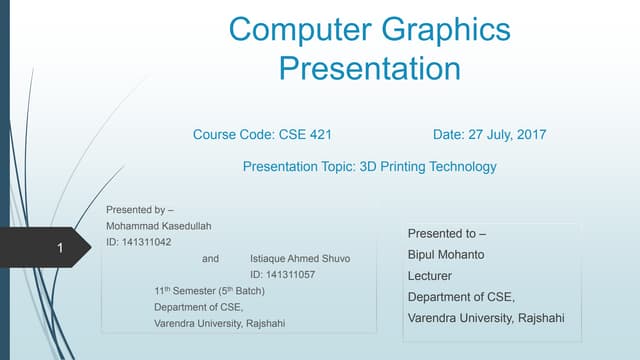 Computer Graphics Presentation | PPT