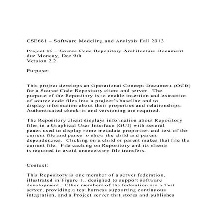 CSE681 – Software Modeling and Analysis Fall 2013 Project .docx