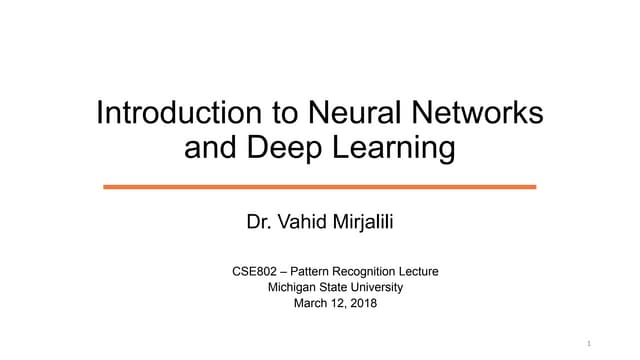 Introduction to Neural Networks and Deep Learning