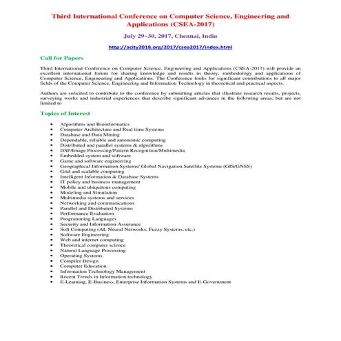 Third International Conference on Computer Science, Engineering and Applicati...