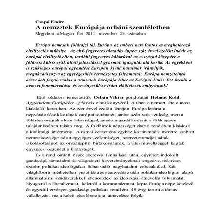 Csapó Endre - A nemzetek Európája orbáni szemléletben