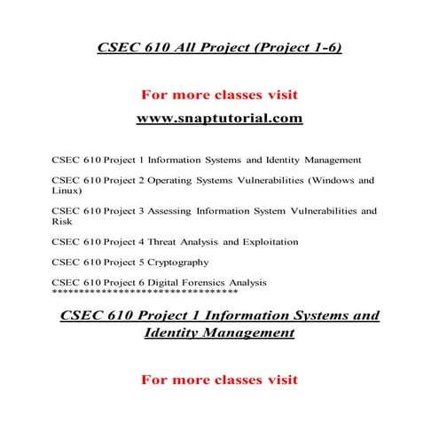 CSEC 610 Education Specialist / snaptutorial.com