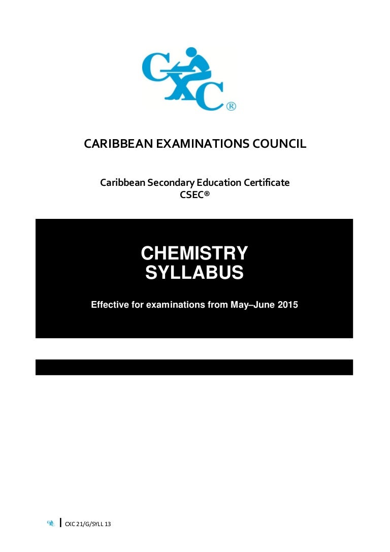 Csec chemistry syllabus 2015