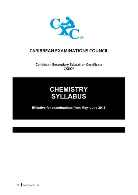Csec chemistry syllabus 2015